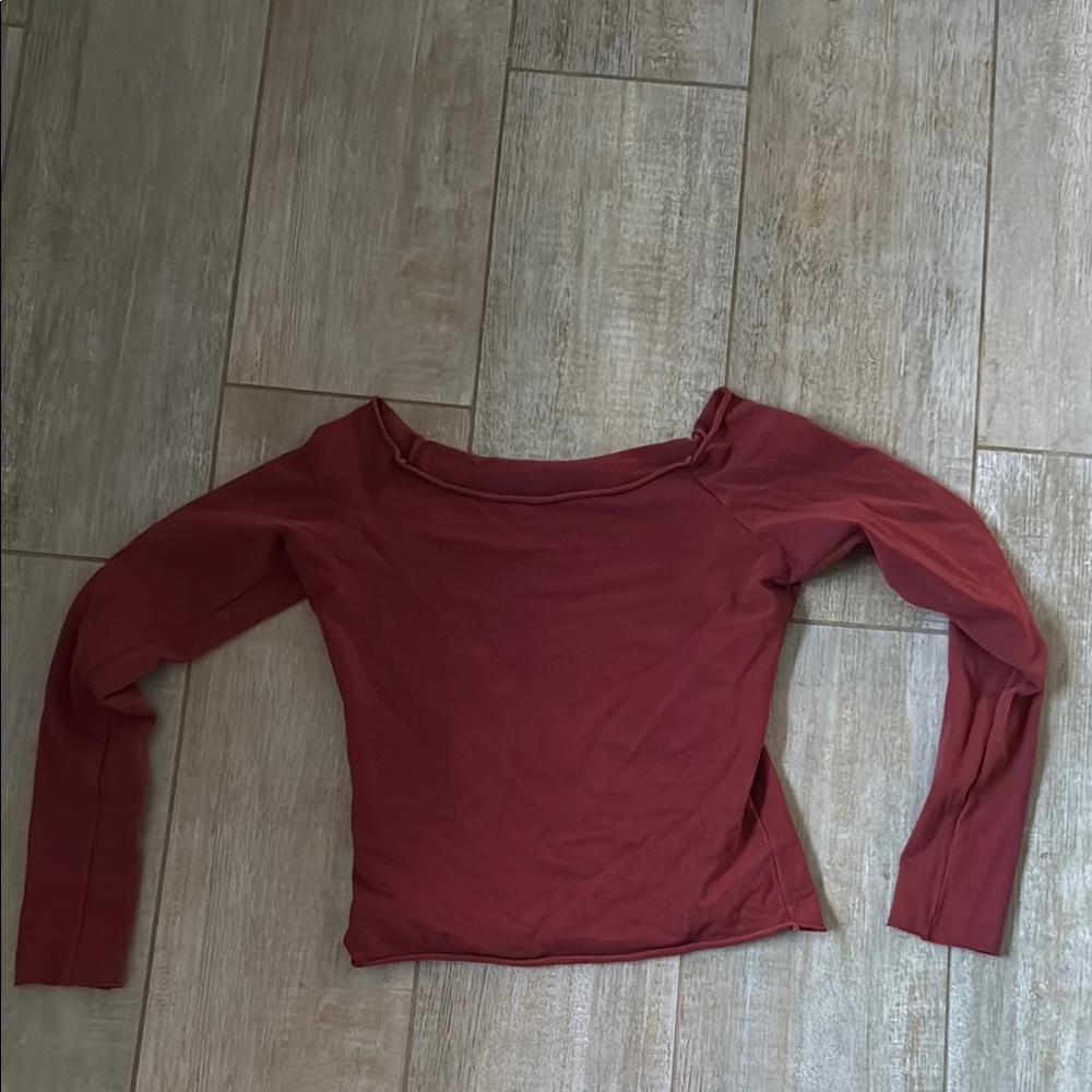 Brandy Melville Red Fitted Long Sleeve Blouse